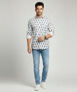 Chemise d'été pour homme 100 % coton, imprimée à la main, à rayures batik, col rabattu, manches courtes, écologique et respirante - Product Image 4