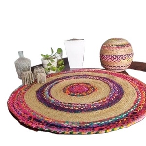 Alfombra de Yute Moderna Ecológica Hecha a Máquina con Diseño Floral Trenzado Antideslizante Antibacteriano para Decoración del Hogar, Oración y Picnic - Product Image 1