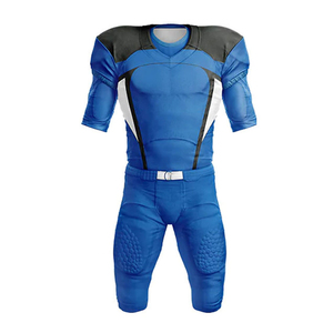 Conjunto de Jersey de Fútbol Americano Azul para Hombre, Ajustado, Manga Corta, Cuello en V Acolchado, Estampado Sublimado, Ropa Deportiva para Todas las Temporadas - Product Image 1
