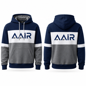 เสื้อฮู้ดผู้ชาย AAIR ดีไซน์สีตัดต่อ โลโก้ด้านหน้า สวมใส่สบายในฤดูหนาว ทรงปกติ ผลิตจากผ้าโพลีเอสเตอร์ผสมฝ้ายเฟรนช์เทอร์รี่ - Product Image 1