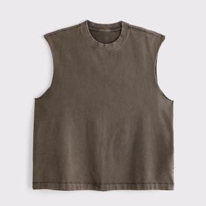 Débardeur sans manches pour homme, col rond, uni, olive, tricoté, coupe décontractée - Product Image 2