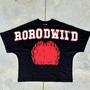 เสื้อยืดสตรีทแวร์ของผู้ชายเสื้อยืดโอเวอร์ไซส์ผ้าคอตตอน300Gsm ธรรมดาคุณภาพพรีเมียมเสื้อยืดครอปไซส์ใหญ่พิเศษ - Product Image 1