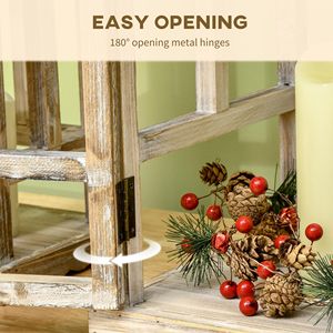 Paquete de 2 Faroles Rústicos de Madera de 28"/20" Cuadrados Grandes para Interiores/Exteriores, Decoración Navideña para el Hogar, Naturales sin Vidrio - Product Image 4