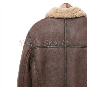 Professional Hot Sale <b>Men</b> New Design Custom Brand Leather Shearling <b>Jackets</b> Sheepskin Fur Bomber Leather Coat <b>Jacket</b> - Product Image 6
