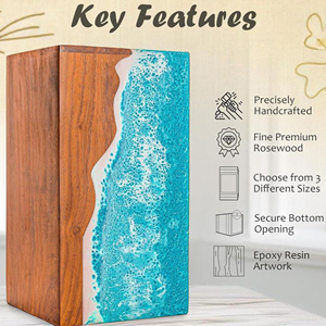 Handcrafted Memorial Wooden Urn with Brass Accent Elegant Wooden Funeral Urn for Family Memorials by AYAANS - Product Image 3