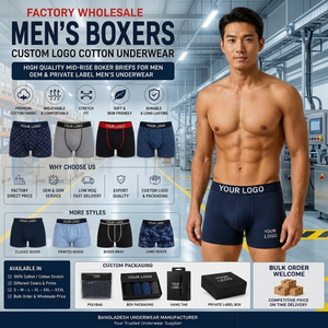Bóxers de Algodón para Hombre, Cintura Baja, Secado Rápido, Transpirables, Elásticos, con Logotipo Personalizado, ODM, Marca Privada Disponible al por Mayor - Product Image 6