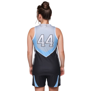 Ensemble de maillot de basket sans manches à col en V pour femmes, respirant, en tissu mesh léger GSM, uniforme de basket pour adultes et filles, sans revers - Product Image 2
