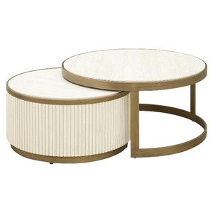 Modern <b>Nesting</b> <b>Coffee</b> <b>Table</b> <b>Set</b> with Faux Marble Top and Metal Frame for Living Room Furniture - Product Image 4