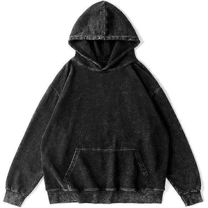 Sudadera con Capucha Casual de Invierno de Calidad Premium, Lavado Ácido Personalizado, Estilo Oversize Vintage Streetwear, con Cremallera, Efecto Desgastado por el Sol, Ligera, Talla XS - Product Image 1