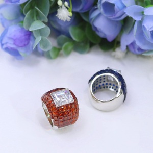 Royal Premium Quality Brass <b>Silver</b> Plated Moissanite Stone Look <b>Adjustable</b> Trendy Wedding <b>Ring</b> for Women - Product Image 2