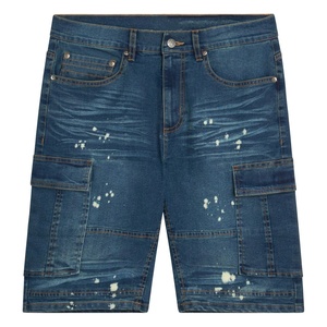 Pantalones cortos de mezclilla lavados con ácido de alta calidad al por mayor para hombre, ropa de calle de secado rápido, pantalones cortos Cargo, bolsillos delanteros, logotipo transpirable - Product Image 4