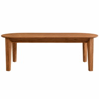 Table à manger ronde moderne en teck massif avec rebord encastré à trois niveaux et pieds coniques, capacité de 10 personnes