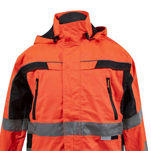 High Visibility Fluorescent Reflective Breathable Windproof Nylon Quick Dry <b>Waterproof</b> Safety <b>Work</b> Jacket Hood for Road - Product Image 6