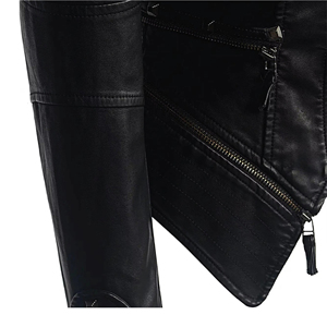 Manteau en cuir véritable pour femme, de haute qualité, noir, avec fermeture éclair, automne-hiver 2026 - Product Image 4