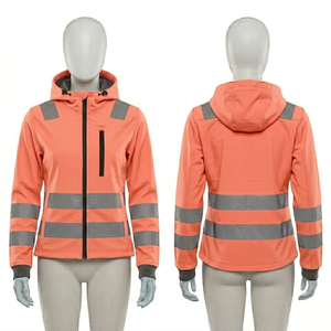 Womens and men 320GSM Polyester <b>Fleece</b> Safety <b>Work</b> Hoodie Neon Yellow Reflective Panel Custom Embroidery Print Logo High Quality - Product Image 2