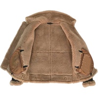 Blouson bombardier en cuir marron et peau de mouton doublé de fausse fourrure pour homme, B-3