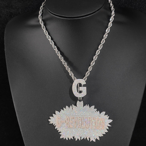 Mens Lab Grown Diamond 925 Silver <b>Custom</b> <b>Name</b> Pendant <b>Necklace</b> Iced Letter G Initial Statement Jewellery Luxury Gift - Product Image 5
