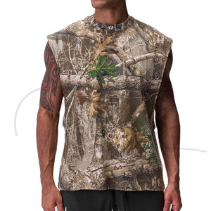 Camisetas sin Mangas Personalizadas para Hombre al Por Mayor, Ropa de Gimnasio, Cuello Redondo, Casual, Ecológicas, de Poliéster/Algodón, con Estampado Digital y Diseño Sólido - Product Image 5