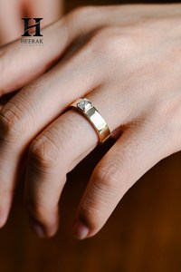 Luxury 14K Gold Asscher Cut Lab Grown Diamond <b>Ring</b> Wide Flat Band Tension Set Solitaire Engagement <b>Ring</b> for <b>Men</b> Women - Product Image 4