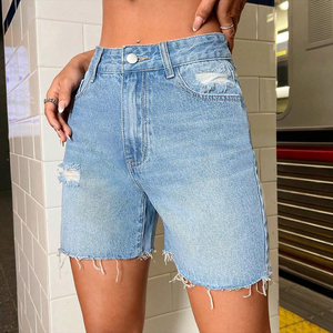 Shorts en jean vintage de haute qualité pour femmes, avec taille haute confortable, silhouette ample, style de poche classique - Product Image 6
