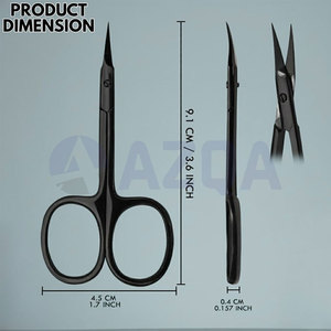 Ciseaux à cuticules en acier inoxydable avec revêtement noir, avec étui en cuir, outil de coupe de précision pour manucure et pédicure - Product Image 4