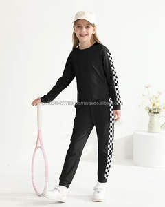 Chándal de 2 piezas de alta calidad para niñas, nuevo jersey, sudadera, pantalones de chándal, manga larga, transpirable, a cuadros, Invierno - Product Image 4