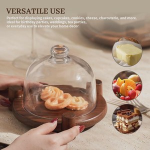 ถาดไม้พรีเมียมสำหรับโชว์ขนมหวาน พร้อมโดมแก้วและฐานวางเค้กดีไซน์ตกแต่งสุดพิเศษ สำหรับร้านเบเกอรี่ คาเฟ่ และงานปาร์ตี้ - Product Image 5