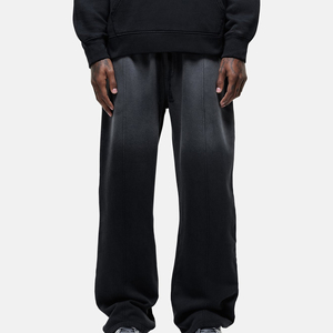 Pantalones Deportivos de Algodón Negro para Hombre, Cintura Elástica con Cordón, Corte Holgado Informal, Pierna Recta, Bolsillos Laterales, Transpirables, para Otoño - Product Image 3
