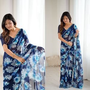 Hermoso Saree Tradicional para Fiesta con Trabajo de Espejos en Tono Colorido para Mujer, Disponible al Mejor Precio - Product Image 4