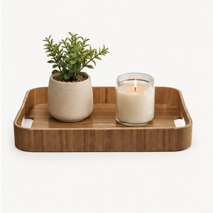 Premium Rectangular <b>Walnut</b> Wood Serving Tray With Handles Modern Minimalist Eco-Friendly Decorative Platter For <b>Coffee</b> <b>Table</b> - Product Image 6