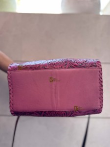 Bolso de Mano de Cuero Tallado a Mano, Estilo Bohemio, Color Rosa, Multiusos, Hecho a Mano, Estilo Occidental - Product Image 4