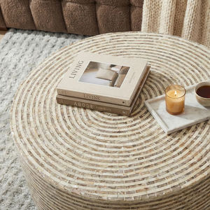 Mesa de Centro de Lujo con Incrustaciones de Madreperla, Mosaico de Conchas, Mueble Hecho a Mano para Sala de Estar, OEM - Product Image 6