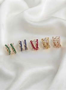 Hoop Earrings Fine Jewelry 14KT Yellow Gold with Lab Grown Ruby and Lab Grown Diamonds in Micro Pave Setting - Product Image 4