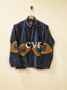 Chaqueta de Terciopelo Bordada a Mano con Cuello Mao, Manga Larga, Diseño Geométrico de Ojos, Blazer Otoñal para Mujer - Product Image 1