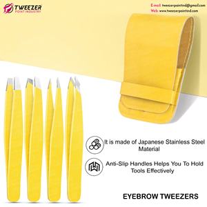 Lot de 4 pinces à sourcils durables en acier inoxydable, marque privée personnalisée, pointes pointues avec logo, vente en gros - Product Image 3