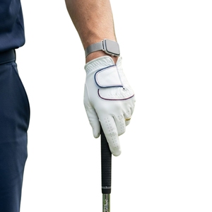 <b>Maximize</b> Wear Men's White Genuine Leather Breathable Full Finger Golf Glove Right Hand Hook Loop Closure Non-Slip Professional - Product Image 1