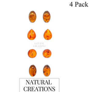 925 Sterling Silver Amber Natural Pear Oval Shape Butterfly Lock Stud <b>Earrings</b> Classic Style Bezel Setting Engagement Party Gift - Product Image 4