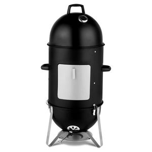 Heavy-Duty Three Layer Vertical Steel Charcoal Smoker BLACK Outdoor Cooking <b>BBQ</b> Grill Smokey Mountain Cooker - Product Image 4