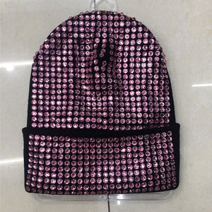 Rhinestone Beanie Hat VIENNA INDUSTRY Unisex Winter Warm Wool Blend Knit Black Silver <b>Red</b> Pink Colorful Sparkle Crystal - Product Image 3