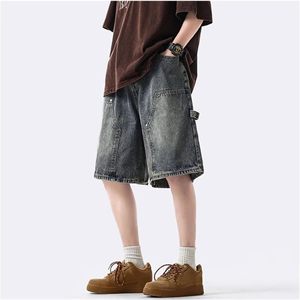 Shorts en jean décontractés pour hommes, coupe ample, délavés, avec poches, taille mi-haute, style été - Product Image 2
