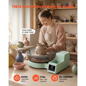 450W Electric 14\" 11\" <b>Table</b> Top Pottery Wheel for Adults 30-300 RPM Adjustable 11\" <b>Turntables</b> Foot Pedal 450W Pottery - Product Image 2