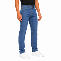Jean en denim pour homme, coupe slim, 100% coton tissé, léger et respirant, taille mi-haute, couleur unie, jambe droite, avec logo personnalisé, collection automne