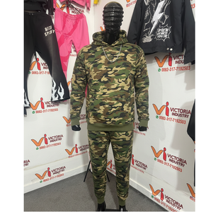 Sweat à capuche court et ample en molleton bouclette pour homme, avec logo personnalisé, impression graphique délavée à l'acide, style vintage, fermeture éclair, poche camouflage, style streetwear - Product Image 4