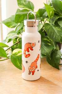 Linda botella de agua de acero inoxidable con diseño de panda rojo, con tapa, portátil, de gran capacidad, para viaje. - Product Image 5