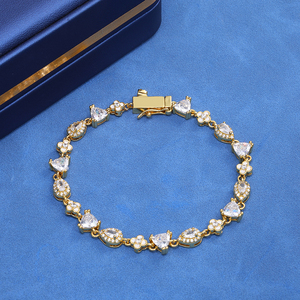 Pulsera de Plata 925 para Mujer con Moissanita en Forma de Corazón y Pera, Cadena Floral Pavé, Joyería de Lujo para Muñeca, Regalo - Product Image 6
