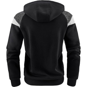 Sudadera con capucha y cremallera para hombre, color negro, manga raglán, color sólido, informal, corte regular, ropa de otoño - Product Image 3