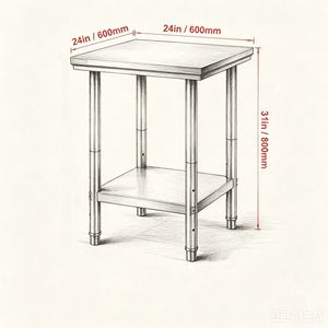 Commercial Stainless Steel Work <b>Table</b> 24x24x31 Inch Heavy Duty <b>Kitchen</b> <b>Prep</b> <b>Table</b> with Adjustable Lower Shelf - Product Image 5