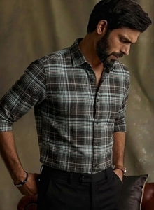 Camisa de Franela a Cuadros para Hombre EMOVATE, Manga Larga, Cuello Camisero, Informal, Transpirable, de Algodón Tejido, Estilo Otoñal - Product Image 2