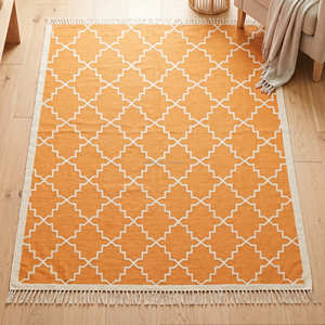 พรมพื้นที่ขนาด 5' x 8' สีเบอร์กันดี ลายพิมพ์วินเทจ ทำจากผ้าฝ้าย สำหรับห้องนั่งเล่น ห้องรับประทานอาหาร และการตกแต่งภายในแบบคลาสสิก - Product Image 6