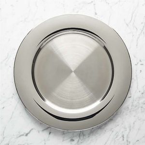 Wholesale Vintage <b>Brushed</b> Silver Metal Charger Plate <b>Round</b> Beaded Rim Decorative Underplate Base Charger for Dinner Tableware - Product Image 6